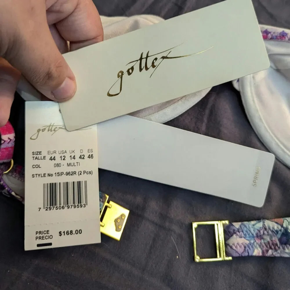 NWT Gottex Tie Bikini Top Sexy Embellished Fairy Gypsy Instagram Push Up 12 Swim
